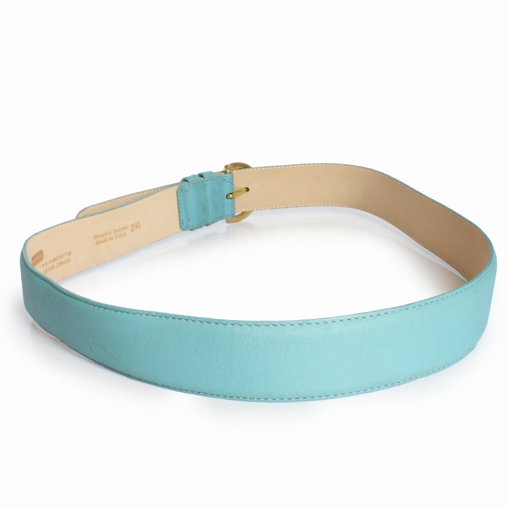Coach Nubuck Leather Belt Light Blue Wide Belt Size 2XL Vintage Retro 90s - Picture 5 of 9